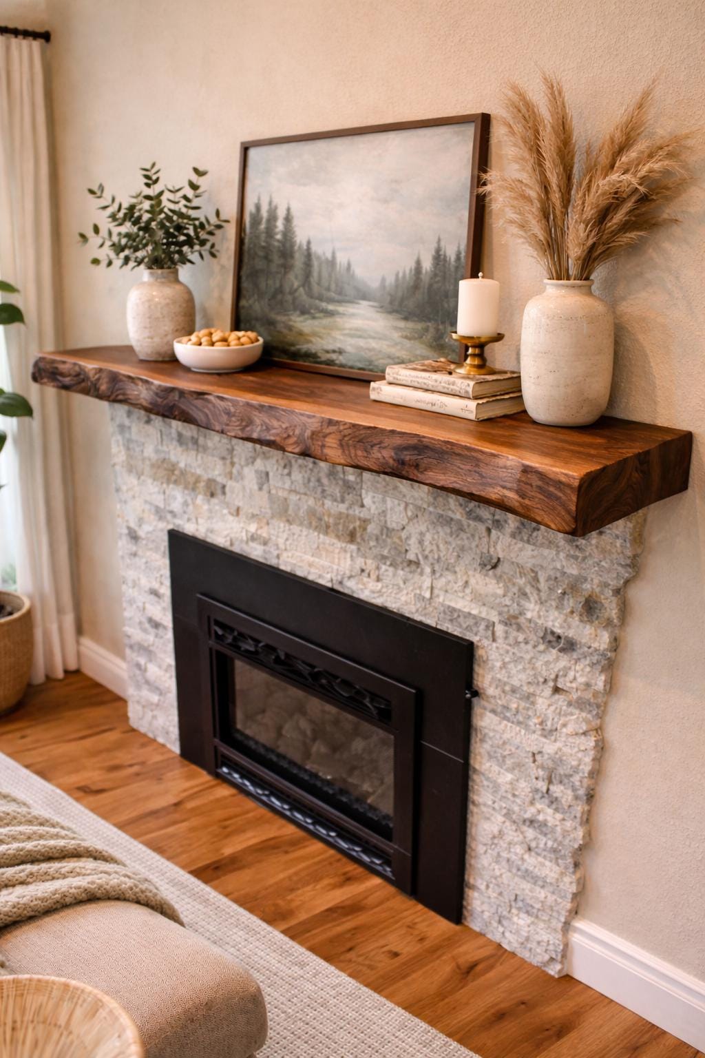 Luxury Solid Walnut Fireplace Beam