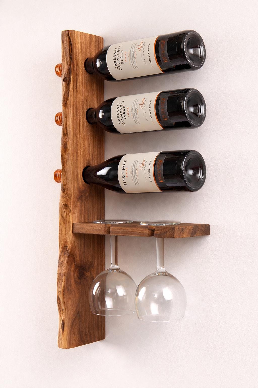 Modern Wall Mounted Wine Rack with Glass Holder | Space Saving Design