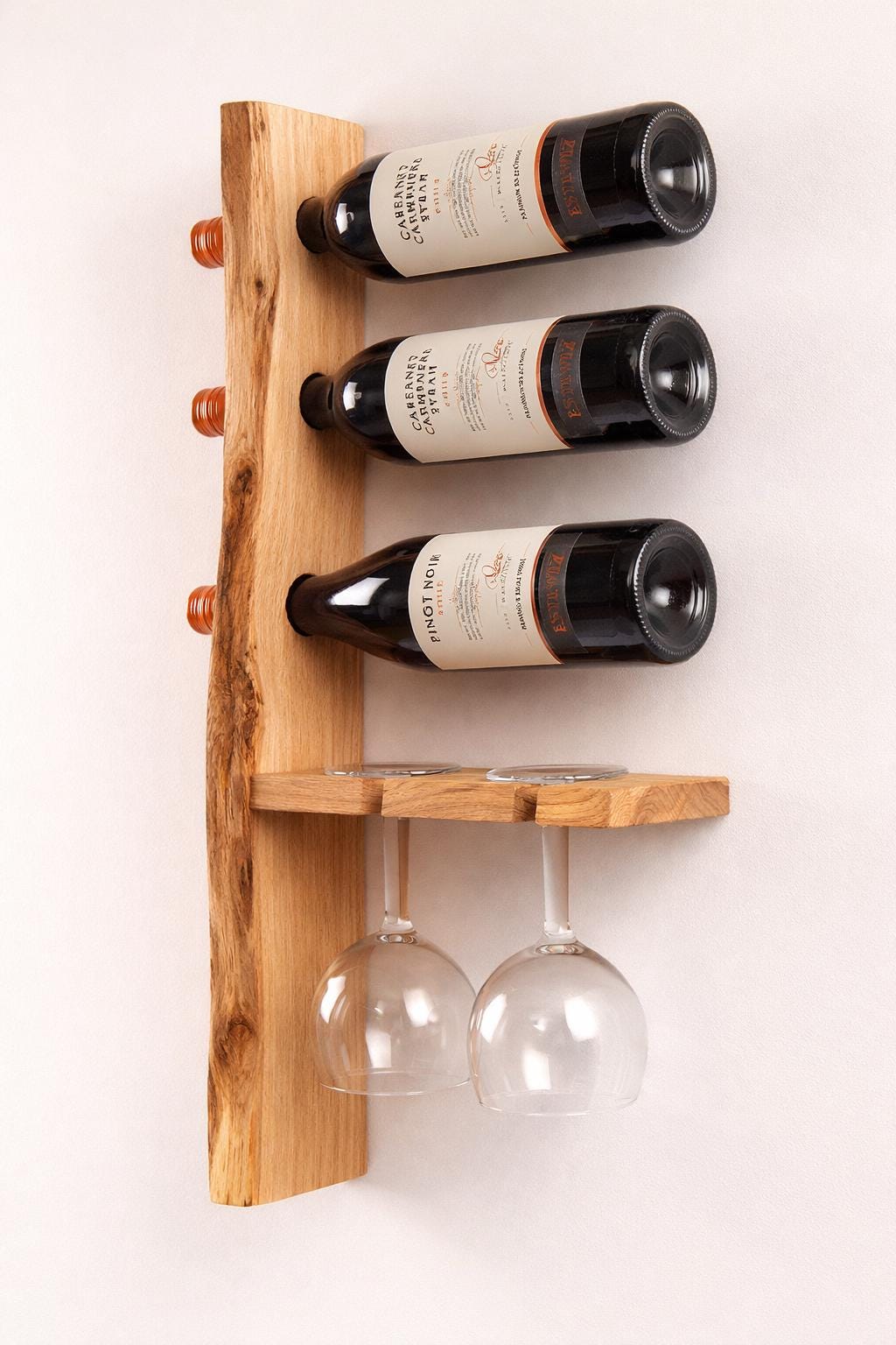 Modern Wall Mounted Wine Rack with Glass Holder | Space Saving Design