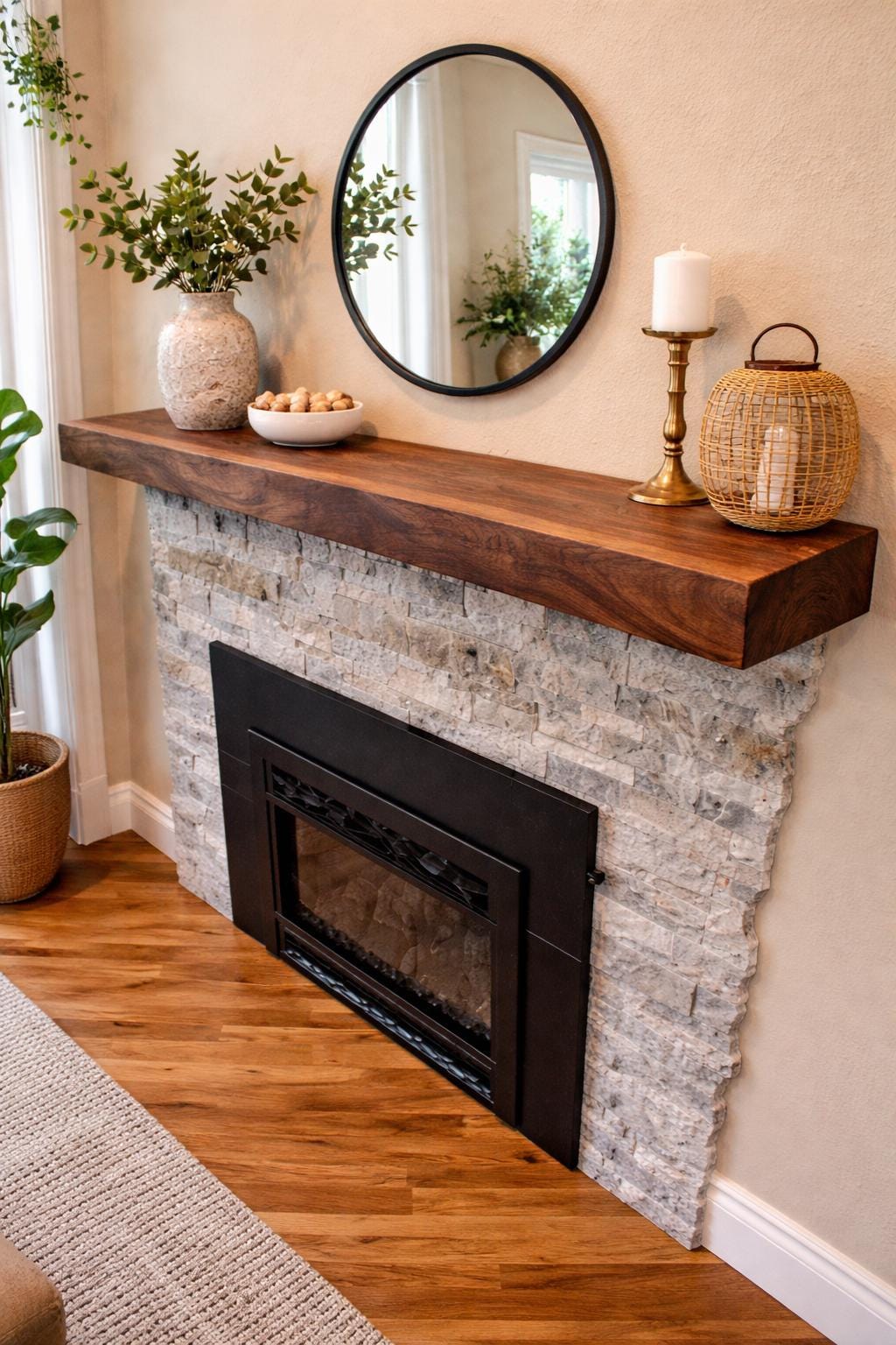 Solid Walnut Fireplace Mantel Shelf
