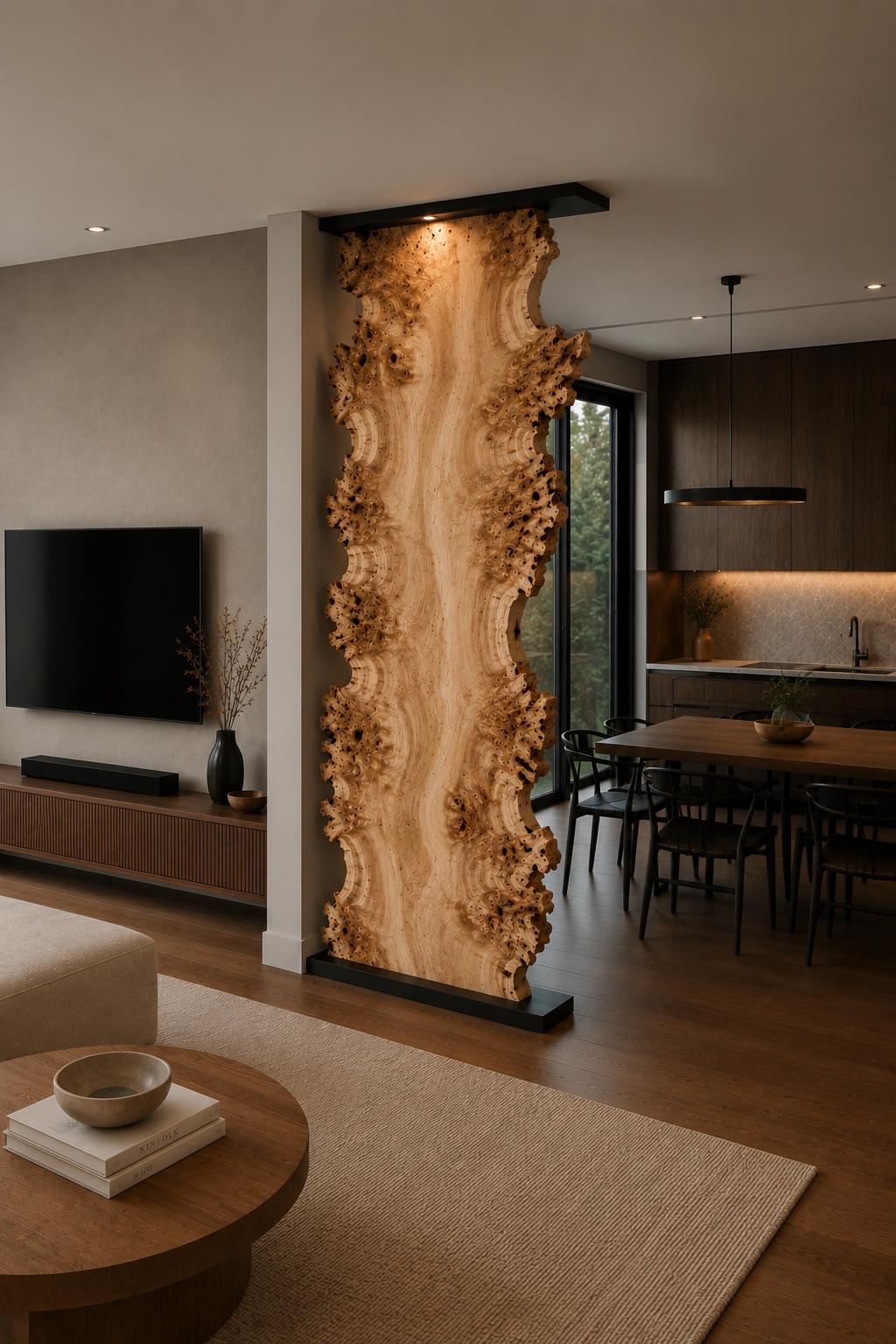 Burl Poplar Room Divider