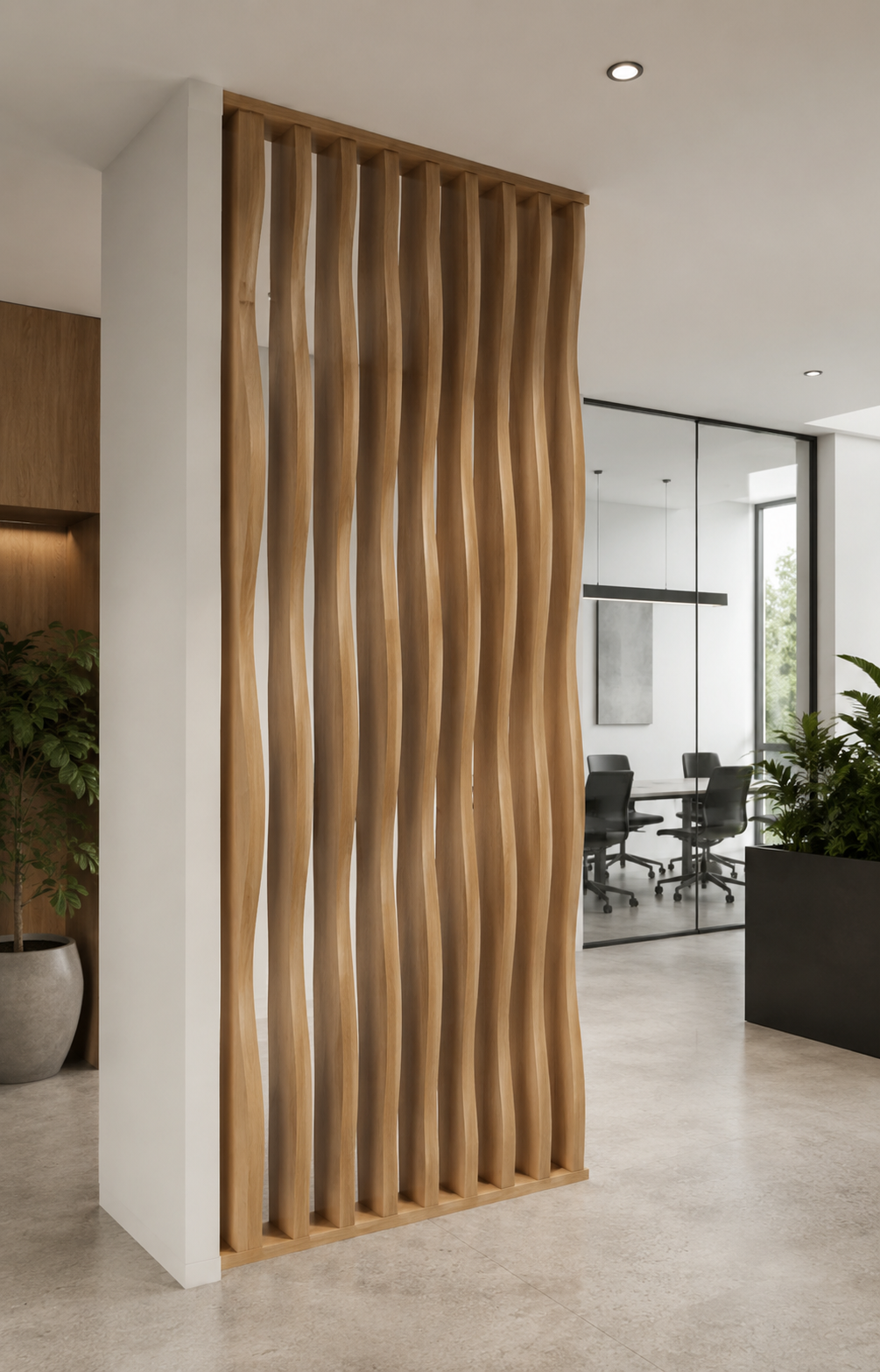 Executive Office Walnut Slat Divider