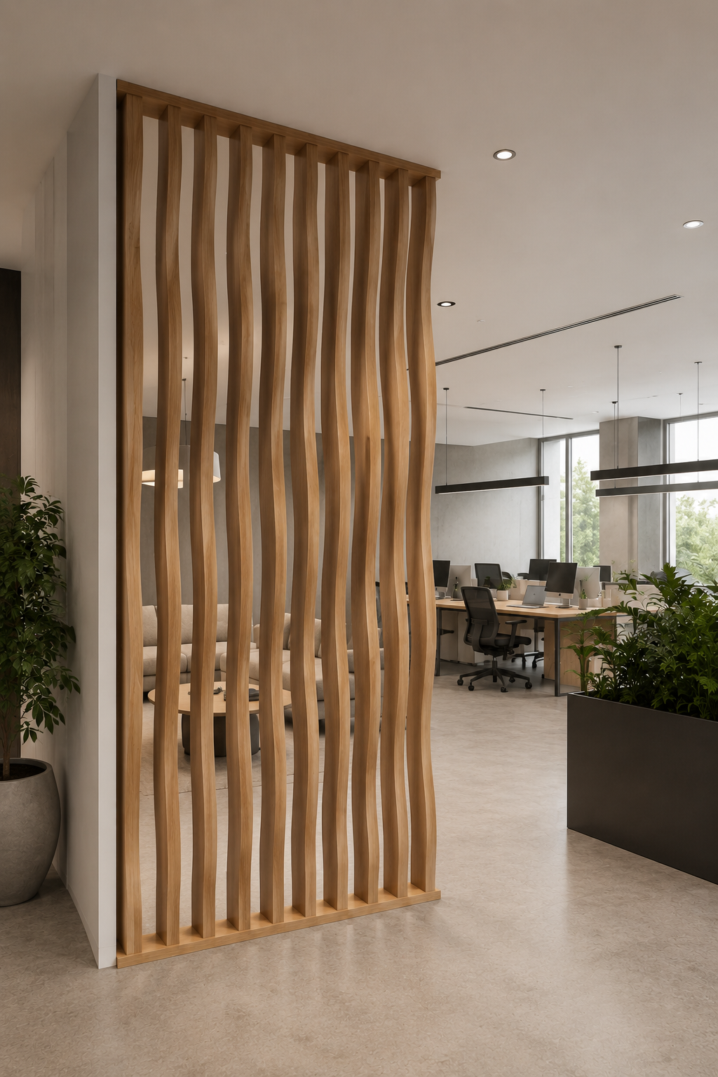 Executive Office Walnut Slat Divider