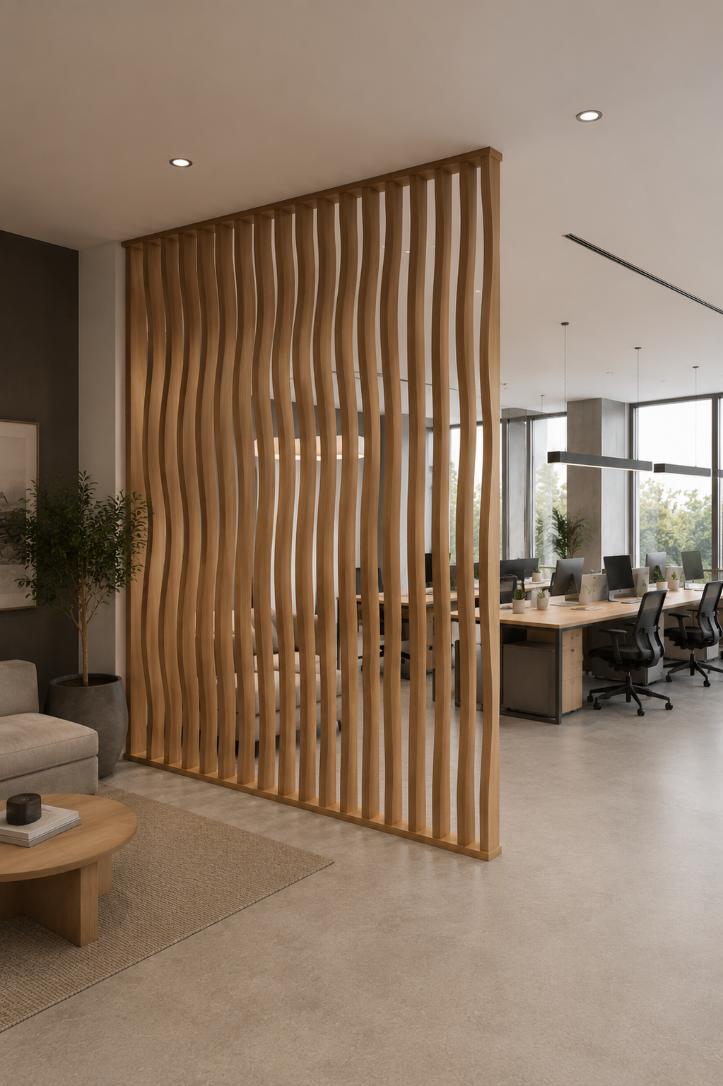 Executive Office Walnut Slat Divider