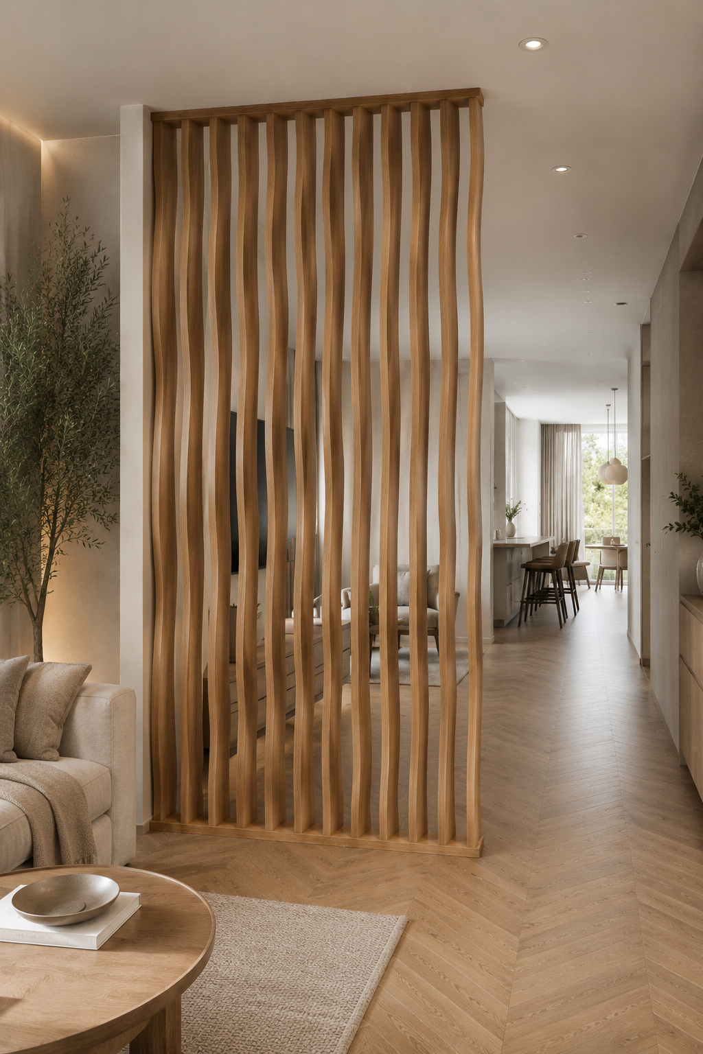 Executive Office Walnut Slat Divider