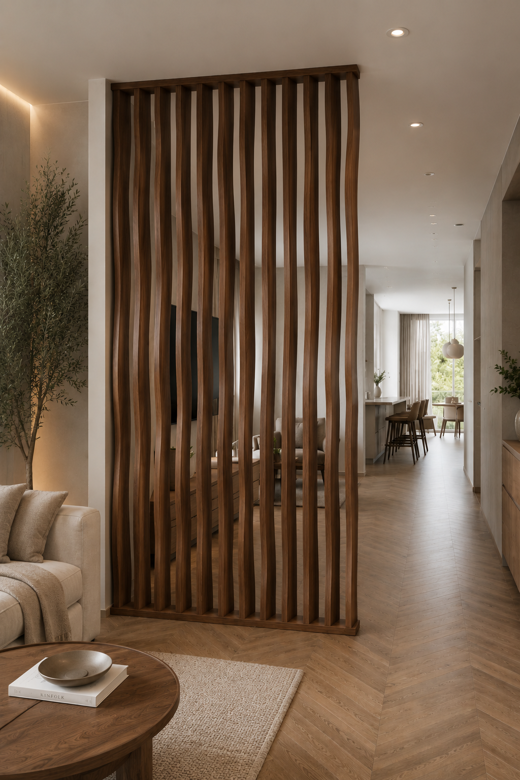 Executive Office Walnut Slat Divider