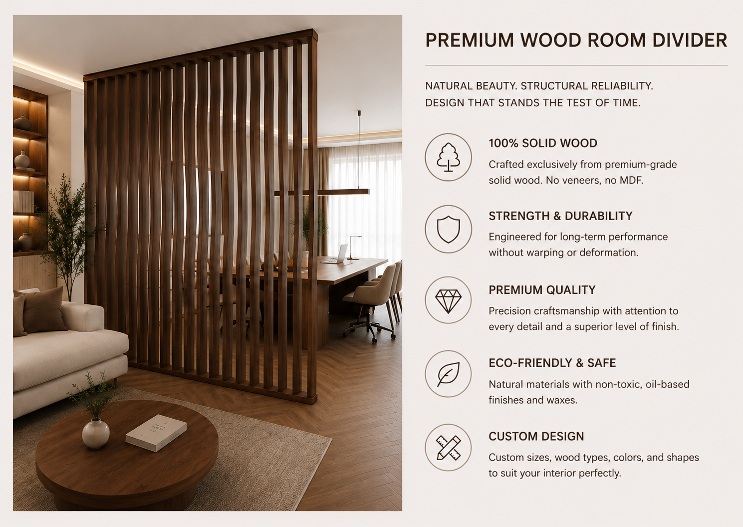 Executive Office Walnut Slat Divider