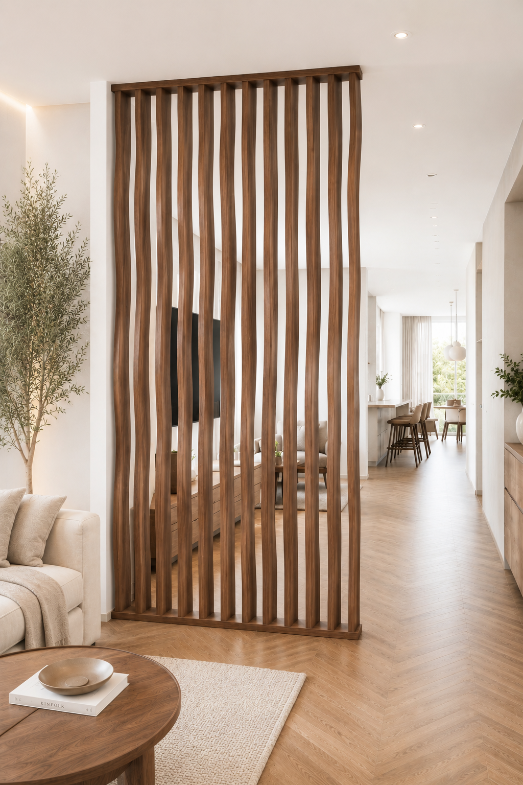 Executive Office Walnut Slat Divider
