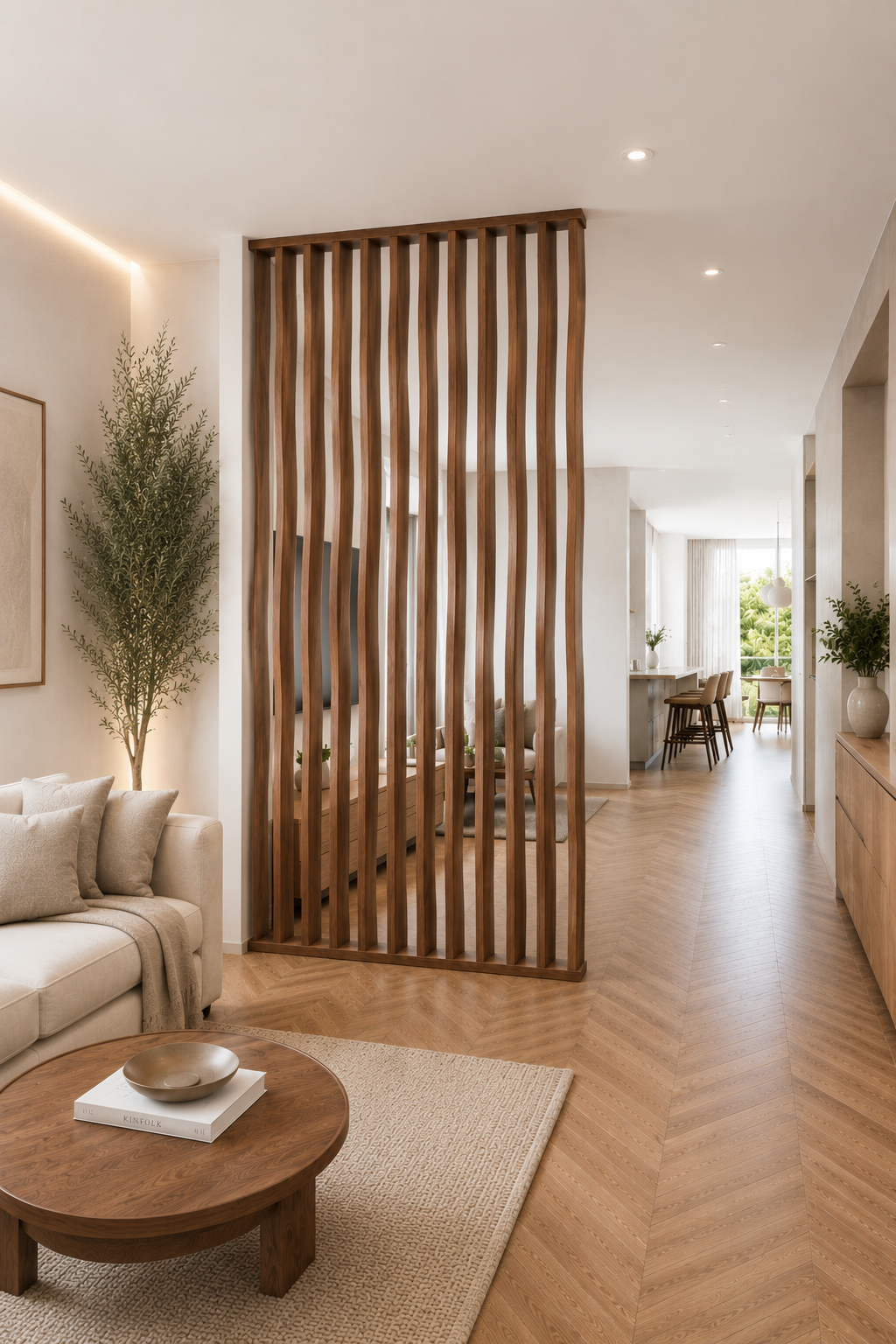 Executive Office Walnut Slat Divider
