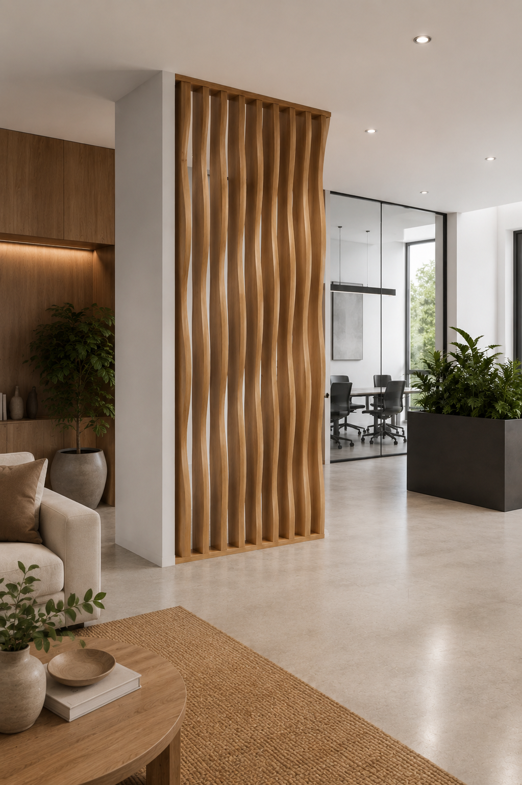 Executive Office Walnut Slat Divider