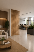 Floor-to-Ceiling Wood Partition