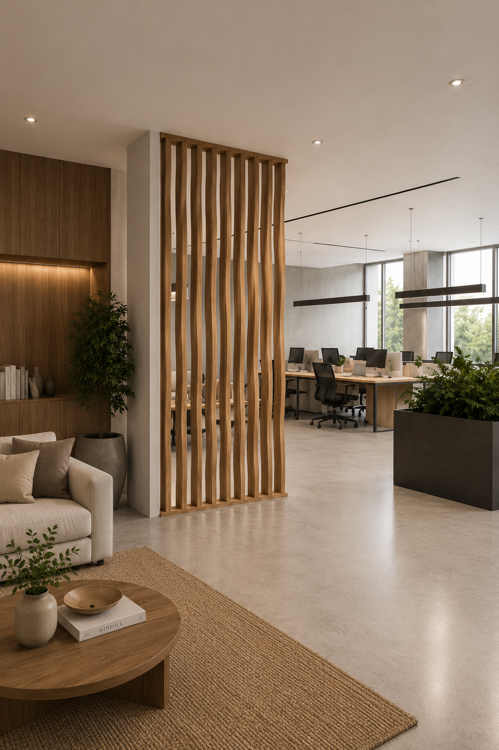 Executive Office Walnut Slat Divider