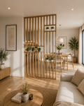 Walnut Wood Kitchen Divider with Shelves
