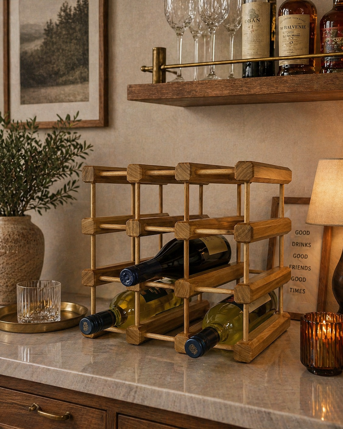 Solid Wood Tabletop Wine Rack