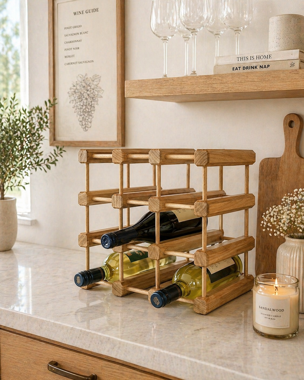 Solid Wood Tabletop Wine Rack