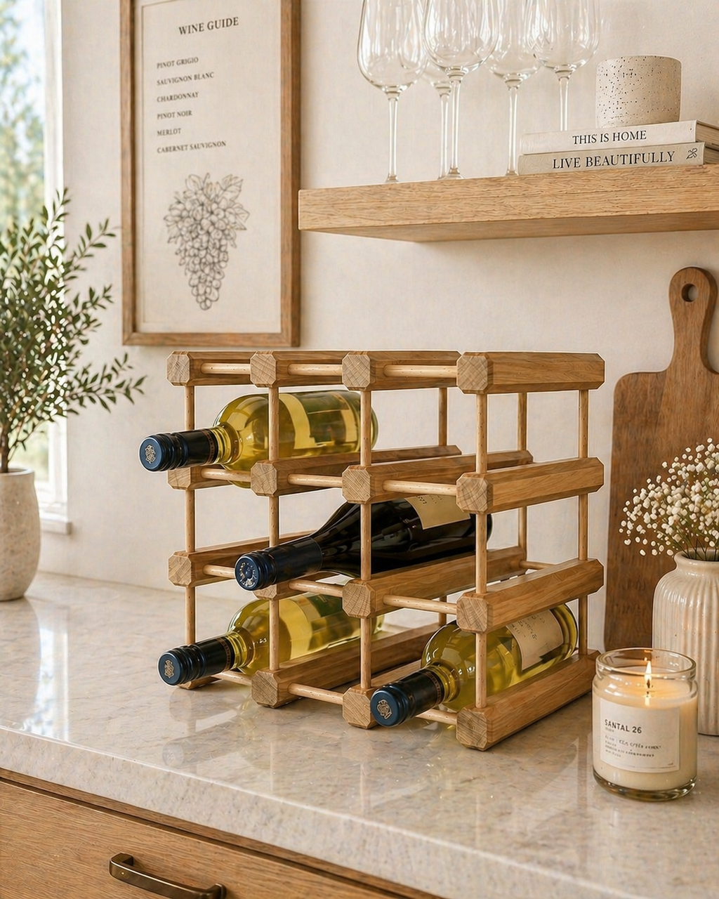 Solid Wood Tabletop Wine Rack