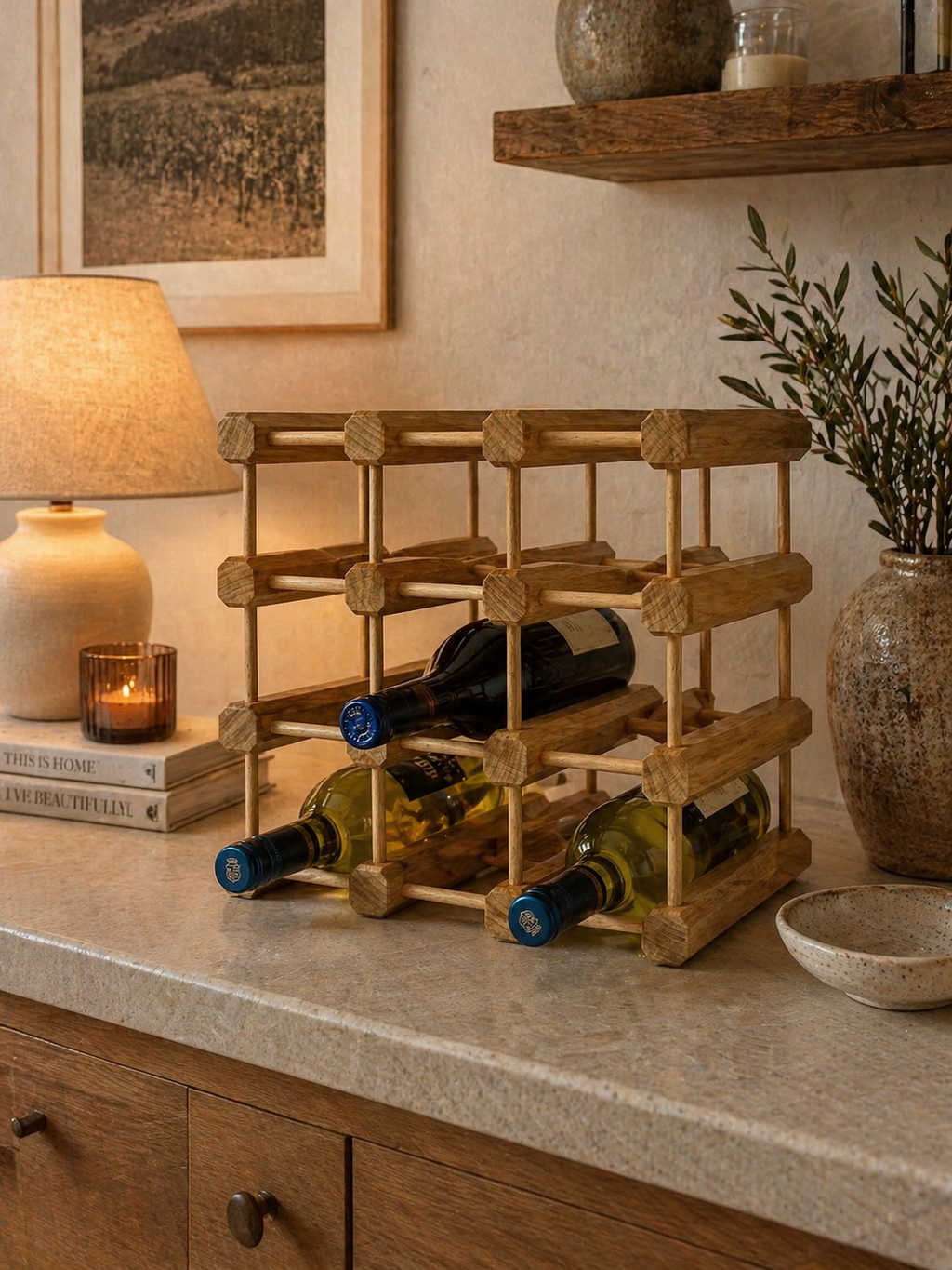 Solid Wood Tabletop Wine Rack