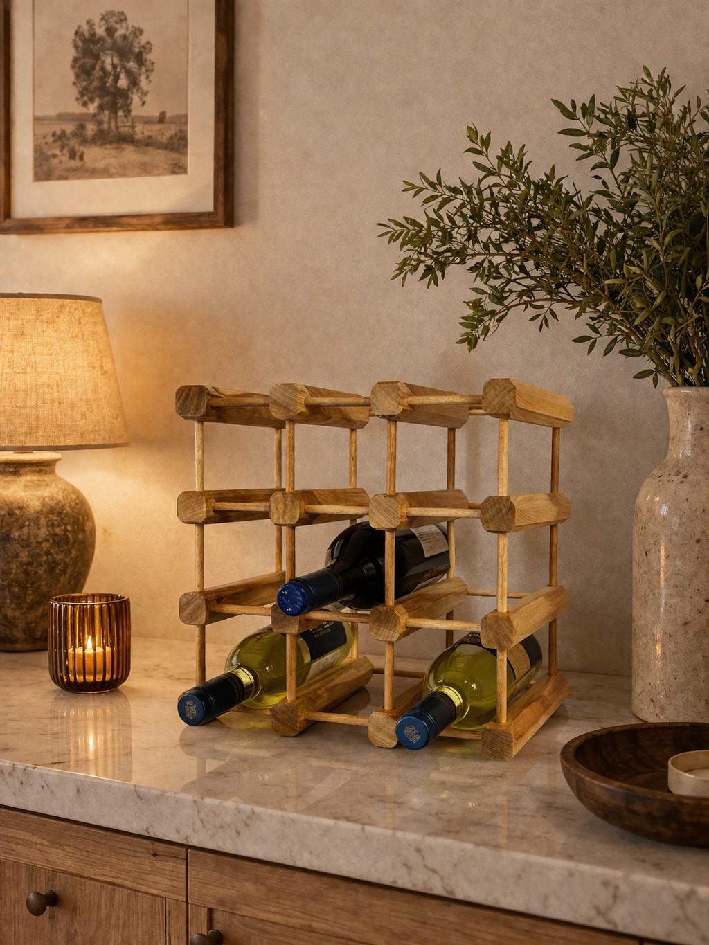 Solid Wood Tabletop Wine Rack
