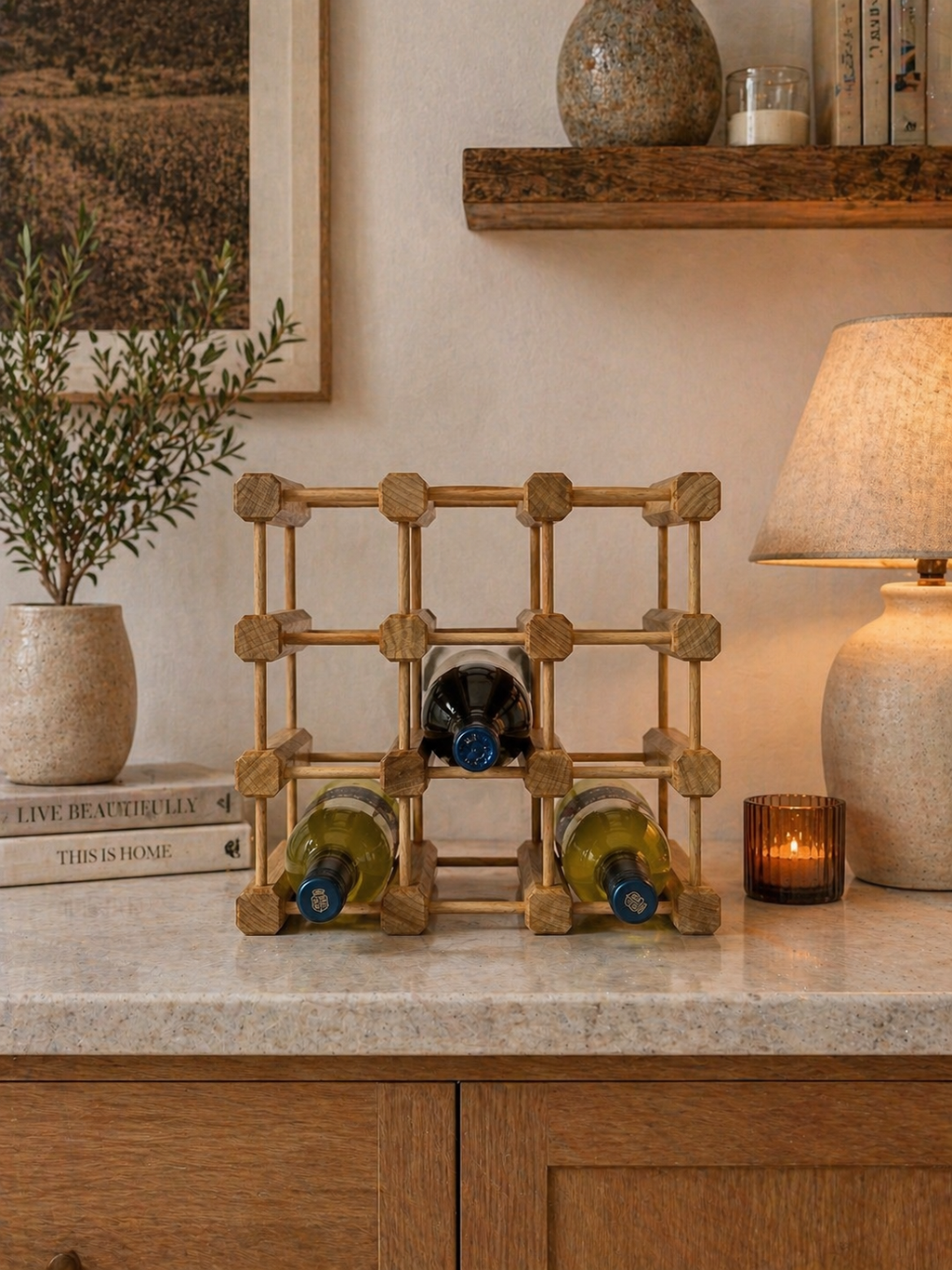 Solid Wood Tabletop Wine Rack