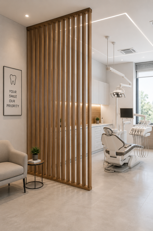 Commercial wood divider for salon, office and reception area