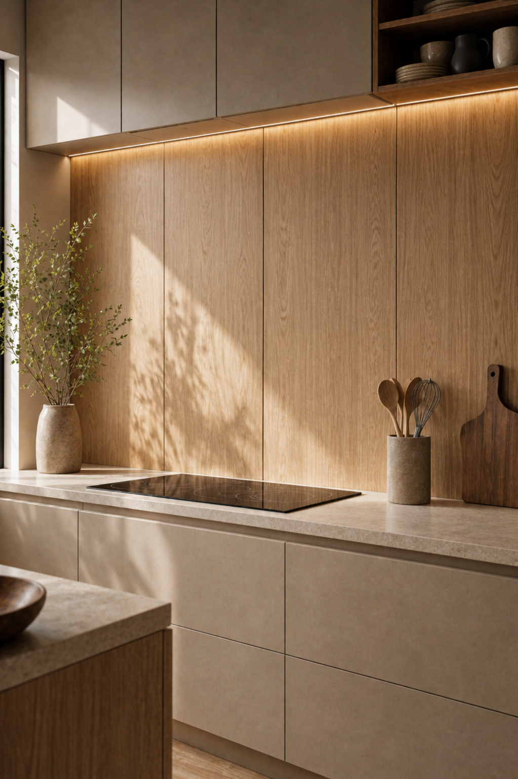 Square Oak Backsplash Panels