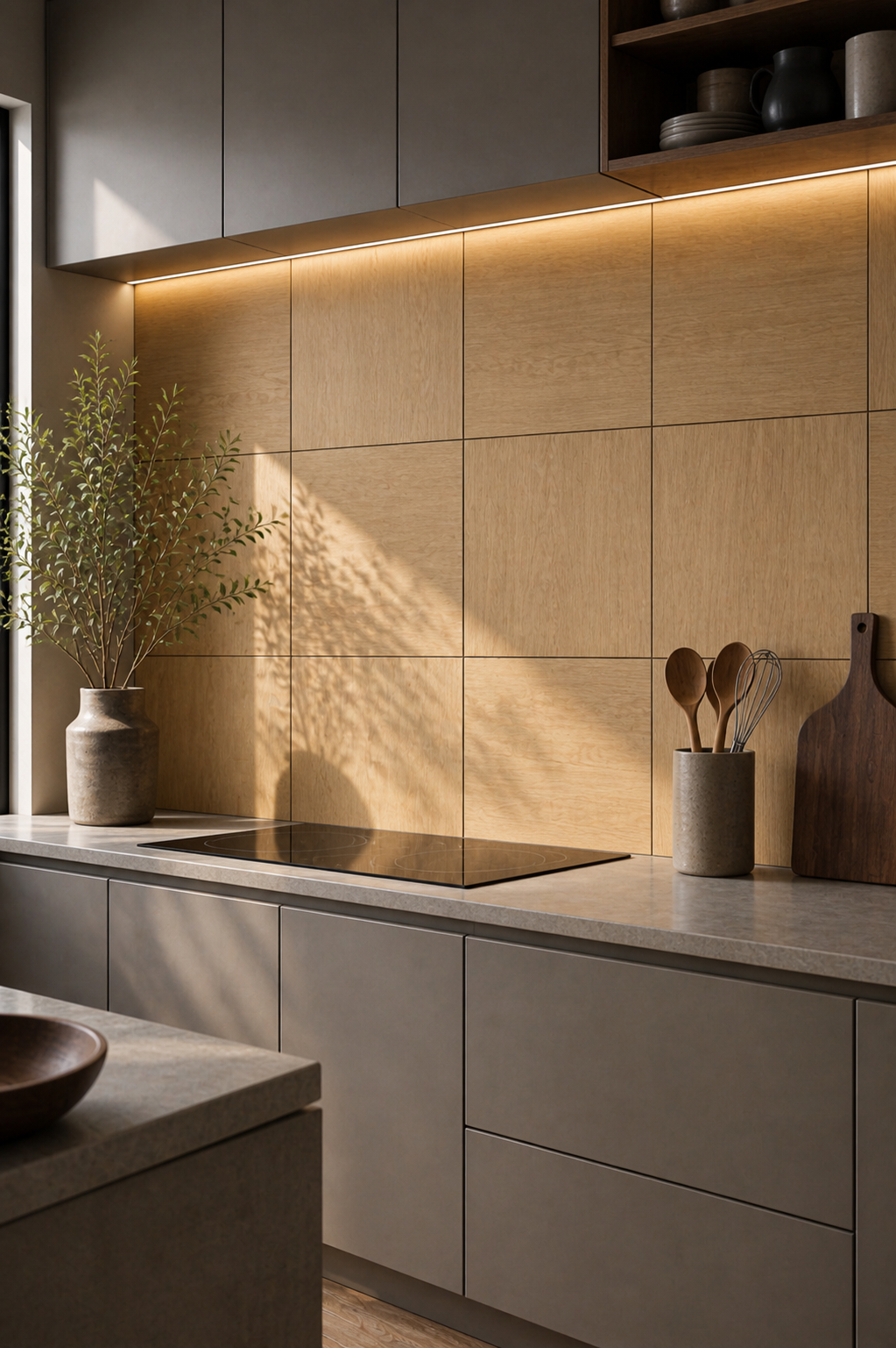 Square Oak Backsplash Panels