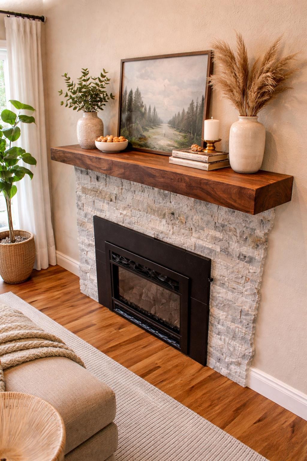 Solid Walnut Fireplace Mantel Shelf
