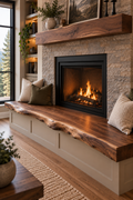Custom walnut fireplace bench seat