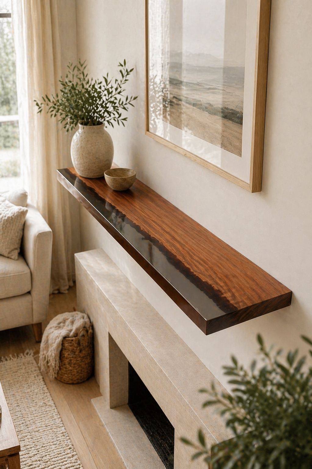 custom epoxy floating shelf handmade wood resin shelf