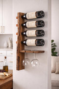 Modern Wall Mounted Wine Rack with Glass Holder | Space Saving Design