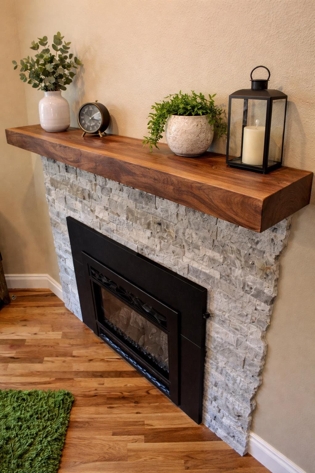 Live Edge Walnut Fireplace Mantel