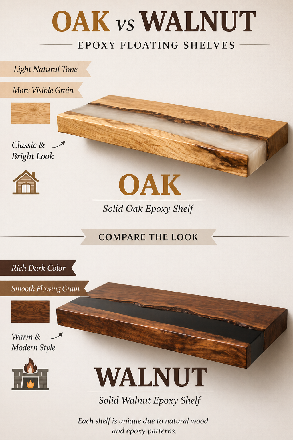 epoxy wood shelf production process handmade floating shelf