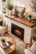 floating wood mantel shelf live edge alder custom fireplace beam