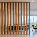 Floor to ceiling solid wood slat room divider