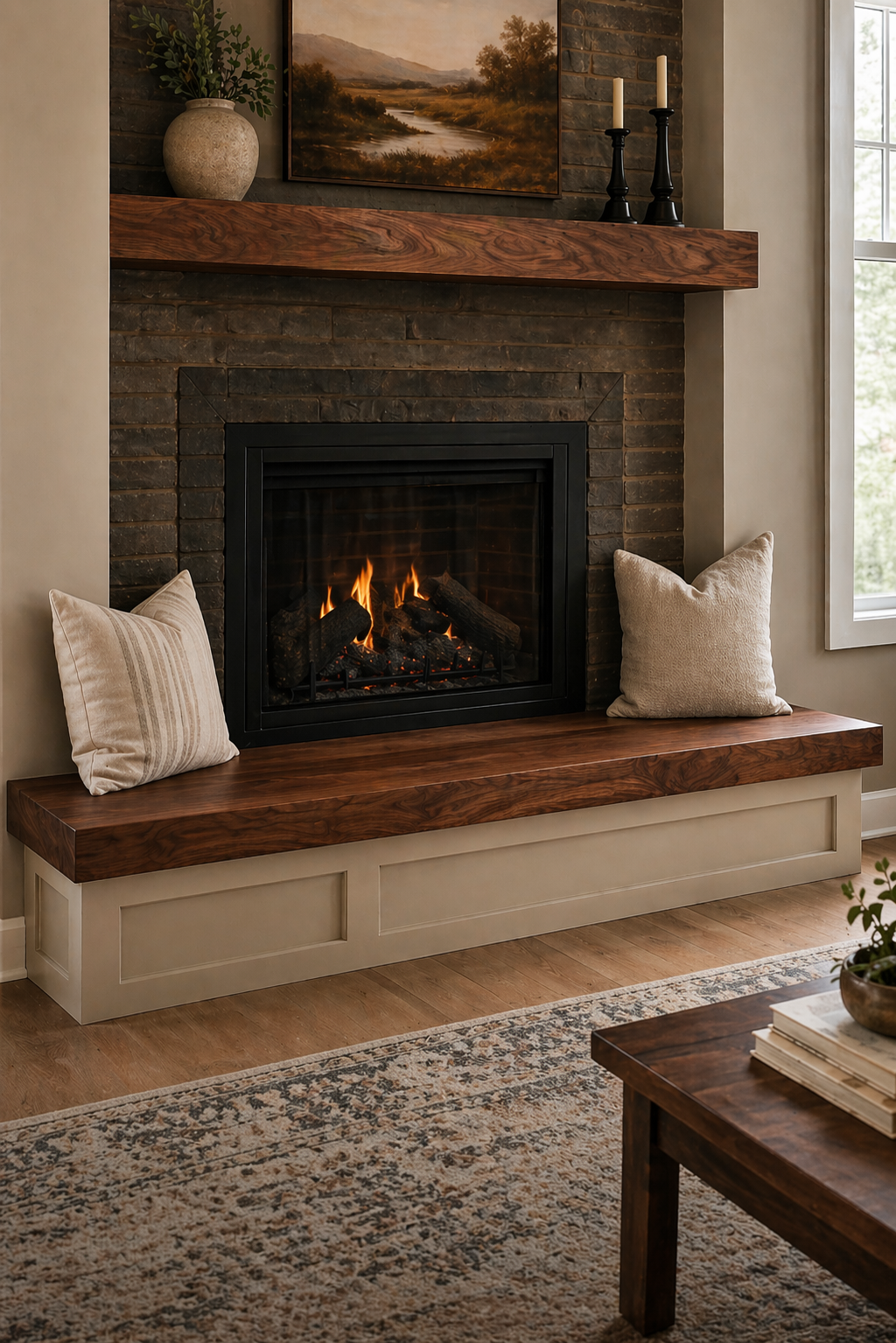 hearth bench seating close up wood texture premium solid wood