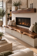 Live edge walnut fireplace hearth bench