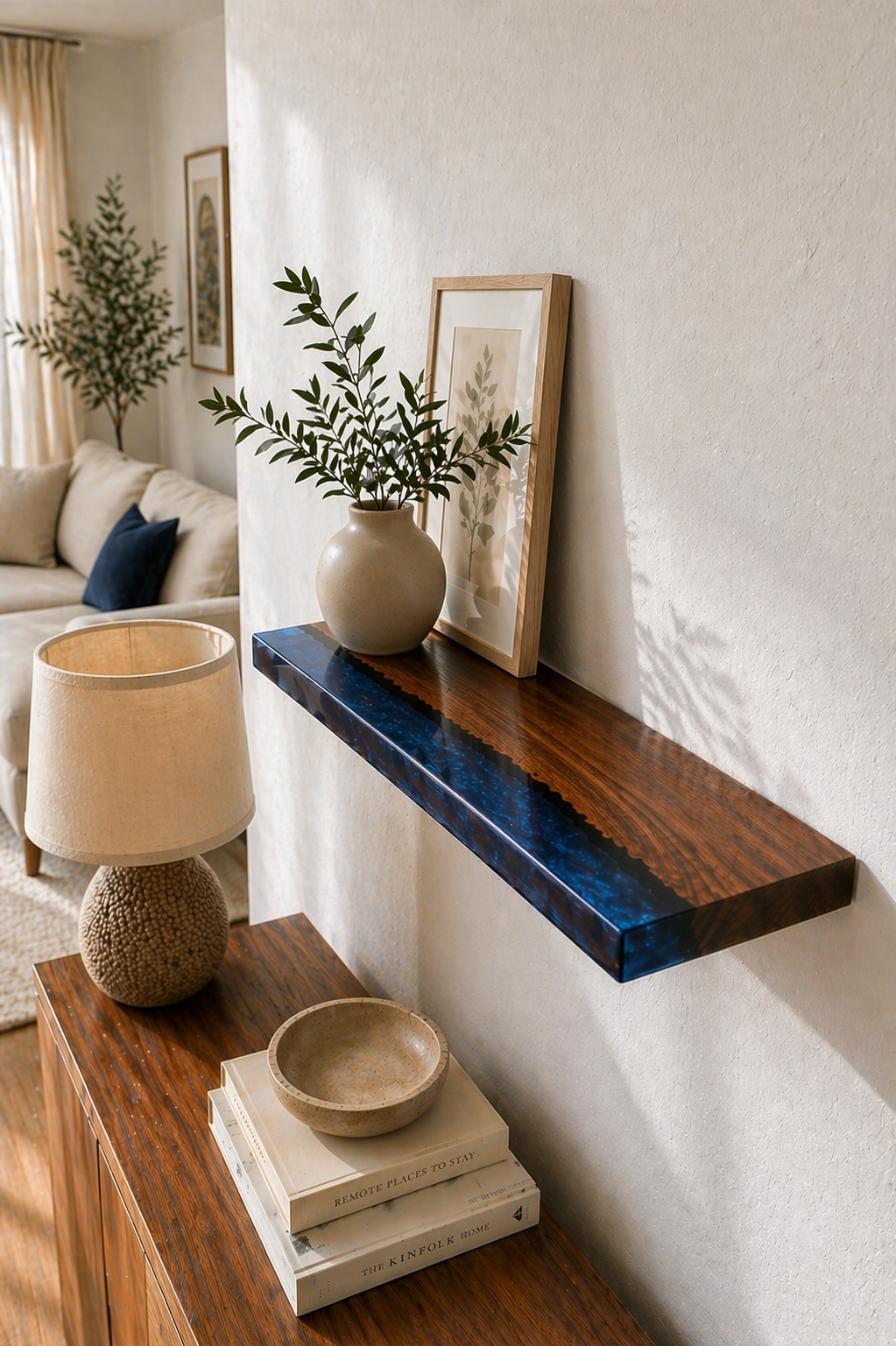 live edge epoxy shelf walnut floating shelf wall decor