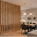 Living and dining room wood divider