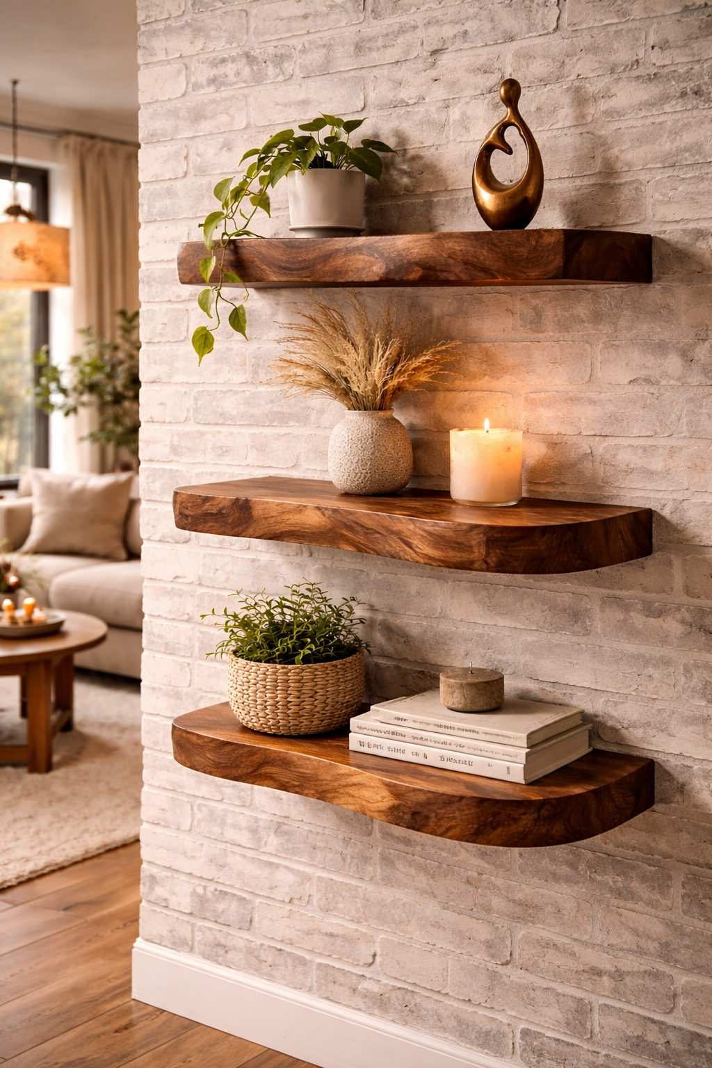 modern floating shelves wood wall storage minimalist shelf styling