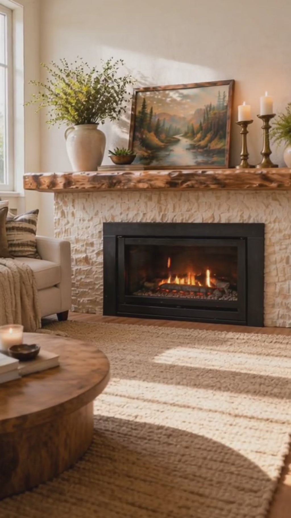 natural edge alder wood mantel shelf dark walnut tone floating design