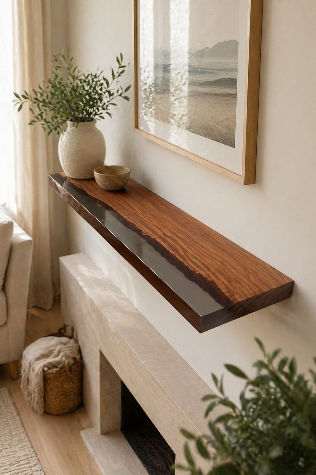 rustic epoxy shelf wood resin floating shelf