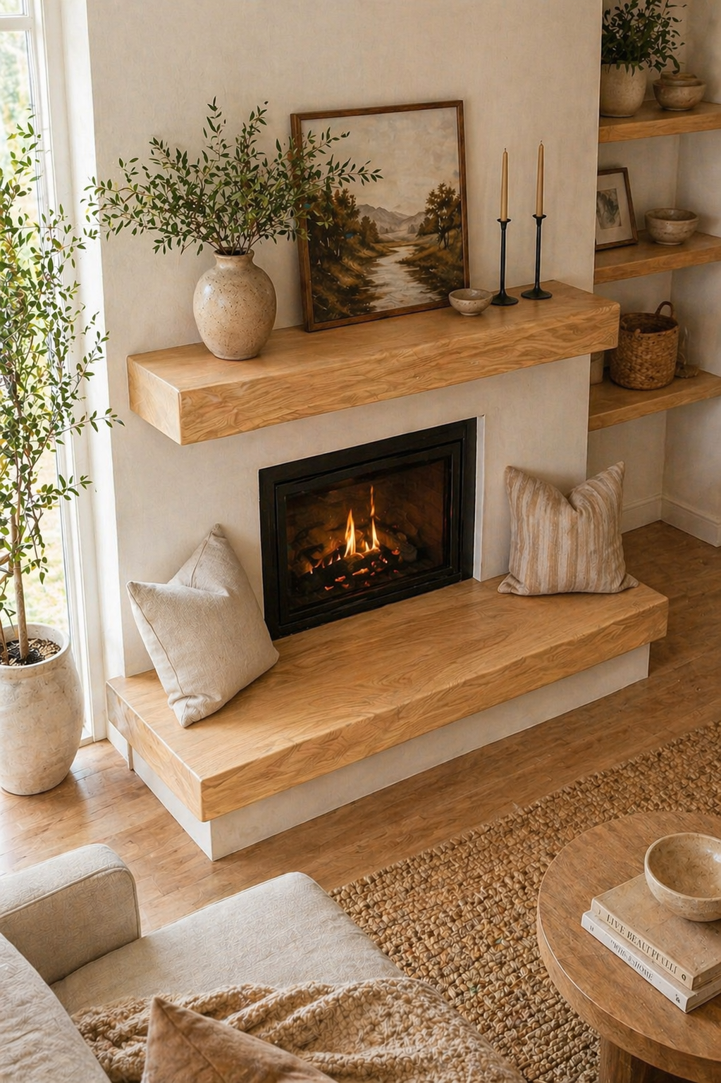 solid wood fireplace bench oak hearth seating built in living room