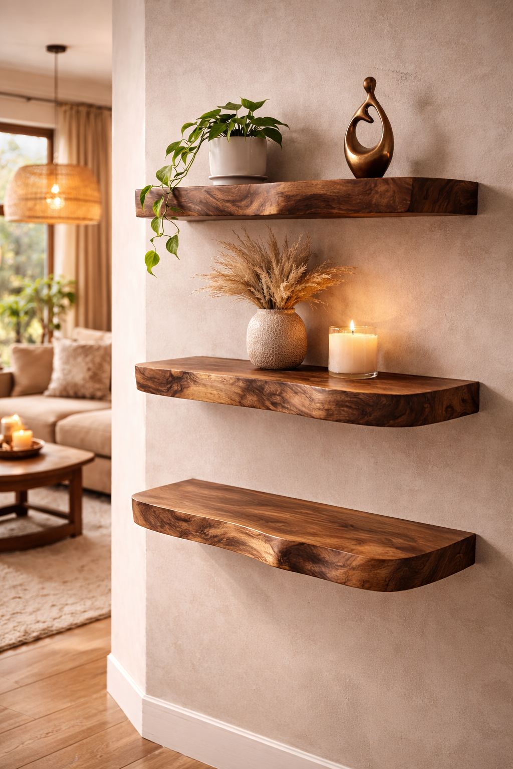 solid wood floating shelves styling ideas home decor shelf setup