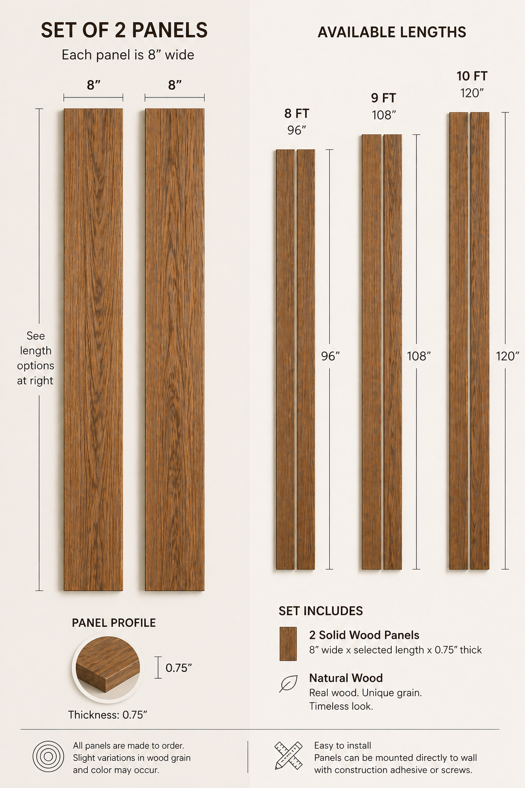 solid wood wall panels sizes and styles comparison